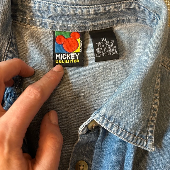 Vintage y2K Disney Mickey Unlimited Mouse denim button down tank shirt size XL - Picture 4 of 5